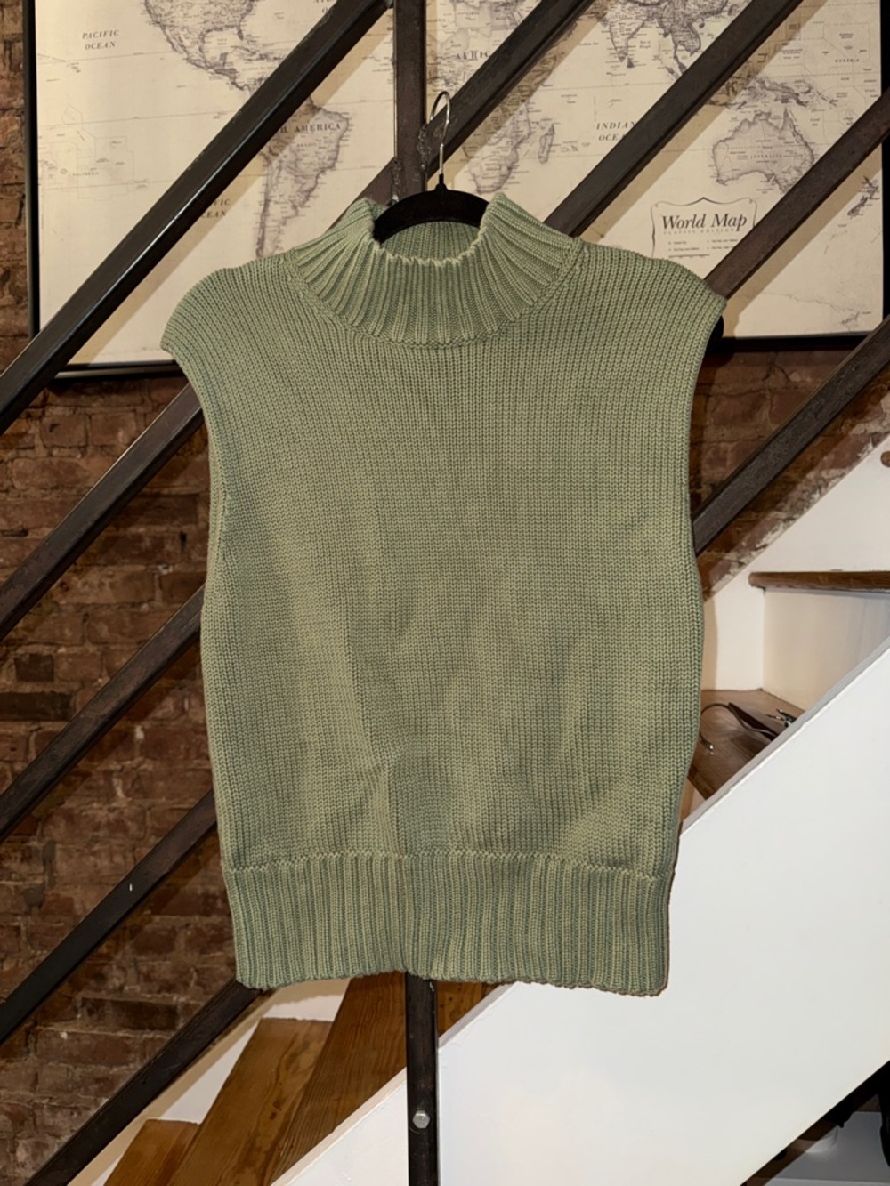 Abercrombie & Fitch Sleeveless Cowl Knit Vest in Sage Green